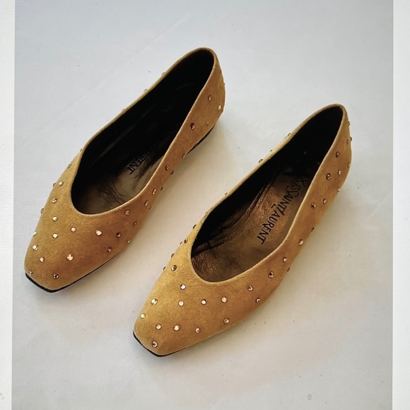 Yves Saint Laurent Ballet Flat Tan Suede / Rhinestone Size US 6M - Picture 1 of 13